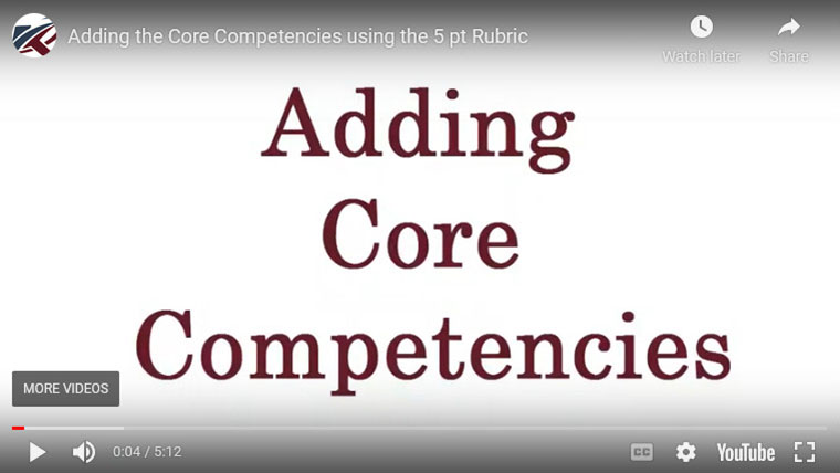 Adding the Core Competencies using the 5 pt Rubric
